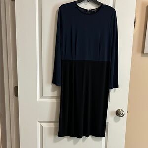 Jones New York Blue and Black Long Sleeve Dress